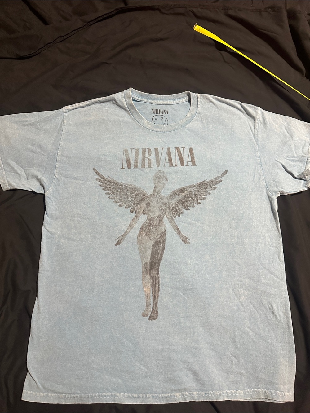 NIRVANA Pale Blue Short-Sleeve Tee with Angel Graphic